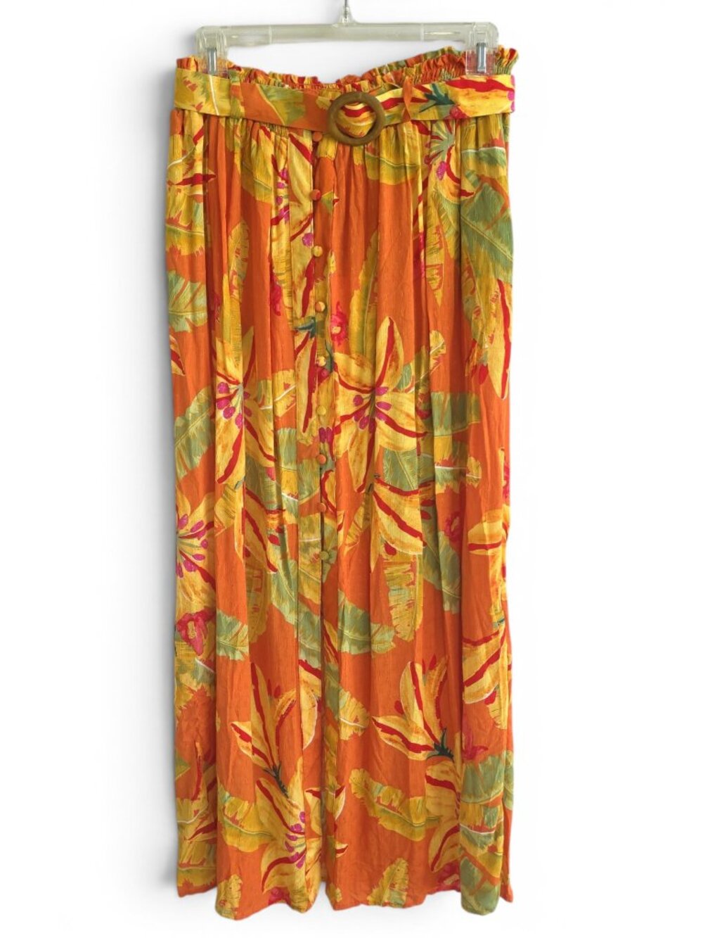 NWT Haute Hippie orange linen tropical print skirt